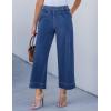 imageluvamia Wide Leg Jeans for Women High Waisted Cropped Pull On Jeans Elastic Wasit Drawstring Stretch Denim Trouser PantsClassic Blue