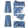 imageluvamia Wide Leg Jeans for Women High Waisted Cropped Pull On Jeans Elastic Wasit Drawstring Stretch Denim Trouser PantsCody Blue