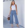 imageluvamia Wide Leg Jeans for Women High Waisted Cropped Pull On Jeans Elastic Wasit Drawstring Stretch Denim Trouser PantsCody Blue