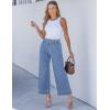 imageluvamia Wide Leg Jeans for Women High Waisted Cropped Pull On Jeans Elastic Wasit Drawstring Stretch Denim Trouser PantsCody Blue