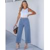 imageluvamia Wide Leg Jeans for Women High Waisted Cropped Pull On Jeans Elastic Wasit Drawstring Stretch Denim Trouser PantsCody Blue