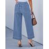 imageluvamia Wide Leg Jeans for Women High Waisted Cropped Pull On Jeans Elastic Wasit Drawstring Stretch Denim Trouser PantsCody Blue