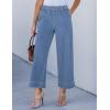 imageluvamia Wide Leg Jeans for Women High Waisted Cropped Pull On Jeans Elastic Wasit Drawstring Stretch Denim Trouser PantsCody Blue