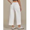 imageluvamia Wide Leg Jeans for Women High Waisted Cropped Pull On Jeans Elastic Wasit Drawstring Stretch Denim Trouser PantsCream White