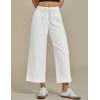 imageluvamia Wide Leg Jeans for Women High Waisted Cropped Pull On Jeans Elastic Wasit Drawstring Stretch Denim Trouser PantsCream White