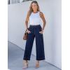 imageluvamia Wide Leg Jeans for Women High Waisted Cropped Pull On Jeans Elastic Wasit Drawstring Stretch Denim Trouser PantsDarkness Blue