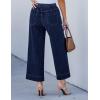 imageluvamia Wide Leg Jeans for Women High Waisted Cropped Pull On Jeans Elastic Wasit Drawstring Stretch Denim Trouser PantsDarkness Blue