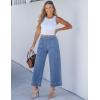 imageluvamia Wide Leg Jeans for Women High Waisted Cropped Pull On Jeans Elastic Wasit Drawstring Stretch Denim Trouser PantsMedium Blue
