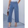 imageluvamia Wide Leg Jeans for Women High Waisted Cropped Pull On Jeans Elastic Wasit Drawstring Stretch Denim Trouser PantsMedium Blue