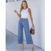 imageluvamia Wide Leg Jeans for Women High Waisted Cropped Pull On Jeans Elastic Wasit Drawstring Stretch Denim Trouser PantsMedium Blue