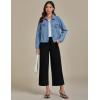 imageluvamia Wide Leg Jeans for Women High Waisted Cropped Pull On Jeans Elastic Wasit Drawstring Stretch Denim Trouser PantsTrue Black