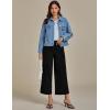 imageluvamia Wide Leg Jeans for Women High Waisted Cropped Pull On Jeans Elastic Wasit Drawstring Stretch Denim Trouser PantsTrue Black