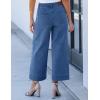 imageluvamia Wide Leg Jeans for Women Cropped High Waisted Trendy Button Fly Patch Pocket Stretchy Denim Pants Trousers JeansClassic Blue