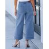 imageluvamia Wide Leg Jeans for Women Cropped High Waisted Trendy Button Fly Patch Pocket Stretchy Denim Pants Trousers JeansMedium Blue
