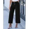imageluvamia Wide Leg Jeans for Women Cropped High Waisted Trendy Button Fly Patch Pocket Stretchy Denim Pants Trousers JeansWashed Black