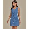 imageluvamia Denim Dresses for Women Sleeveless Stretchy Jean Summer Casual Western Short Button Down Dress with Patch PocketBay Blue