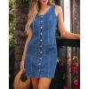 imageluvamia Denim Dresses for Women Sleeveless Stretchy Jean Summer Casual Western Short Button Down Dress with Patch PocketClassic Blue