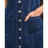 imageluvamia Denim Dresses for Women Sleeveless Stretchy Jean Summer Casual Western Short Button Down Dress with Patch PocketDarkness Blue