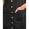 imageluvamia Denim Dresses for Women Sleeveless Stretchy Jean Summer Casual Western Short Button Down Dress with Patch PocketWashed Black