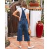 imageluvamia Denim Overalls for Women Stretchy Capri Jean Jumpsuit Loose Fit Summer Cropped Wide Leg Button Front Bib OverallClassic Blue