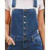 imageluvamia Denim Overalls for Women Stretchy Capri Jean Jumpsuit Loose Fit Summer Cropped Wide Leg Button Front Bib OverallClassic Blue