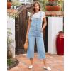 imageluvamia Denim Overalls for Women Stretchy Capri Jean Jumpsuit Loose Fit Summer Cropped Wide Leg Button Front Bib OverallCool Blue