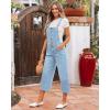 imageluvamia Denim Overalls for Women Stretchy Capri Jean Jumpsuit Loose Fit Summer Cropped Wide Leg Button Front Bib OverallCool Blue