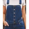 imageluvamia Denim Overalls for Women Stretchy Capri Jean Jumpsuit Loose Fit Summer Cropped Wide Leg Button Front Bib OverallDarkness Blue
