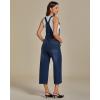 imageluvamia Denim Overalls for Women Stretchy Capri Jean Jumpsuit Loose Fit Summer Cropped Wide Leg Button Front Bib OverallDarkness Blue