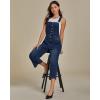 imageluvamia Denim Overalls for Women Stretchy Capri Jean Jumpsuit Loose Fit Summer Cropped Wide Leg Button Front Bib OverallDarkness Blue