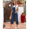 imageluvamia Denim Overalls for Women Stretchy Capri Jean Jumpsuit Loose Fit Summer Cropped Wide Leg Button Front Bib OverallDarkness Blue