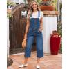 imageluvamia Denim Overalls for Women Stretchy Capri Jean Jumpsuit Loose Fit Summer Cropped Wide Leg Button Front Bib OverallMedium Blue