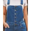 imageluvamia Denim Overalls for Women Stretchy Capri Jean Jumpsuit Loose Fit Summer Cropped Wide Leg Button Front Bib OverallMedium Blue