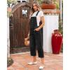 imageluvamia Denim Overalls for Women Stretchy Capri Jean Jumpsuit Loose Fit Summer Cropped Wide Leg Button Front Bib OverallWashed Black
