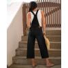 imageluvamia Denim Overalls for Women Stretchy Capri Jean Jumpsuit Loose Fit Summer Cropped Wide Leg Button Front Bib OverallWashed Black