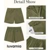 imageluvamia Dress Shorts for Women Trendy High Waisted Business Causal Summer Elastic Waist Trouser Shorts with PocketsArmy Green
