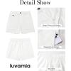 imageluvamia Dress Shorts for Women Trendy High Waisted Business Causal Summer Elastic Waist Trouser Shorts with PocketsCream White