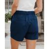 imageluvamia Dress Shorts for Women Trendy High Waisted Business Causal Summer Elastic Waist Trouser Shorts with PocketsDark Blue