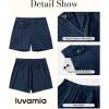 imageluvamia Dress Shorts for Women Trendy High Waisted Business Causal Summer Elastic Waist Trouser Shorts with PocketsDark Blue
