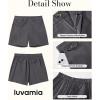 imageluvamia Dress Shorts for Women Trendy High Waisted Business Causal Summer Elastic Waist Trouser Shorts with PocketsGrey