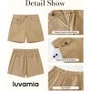 imageluvamia Dress Shorts for Women Trendy High Waisted Business Causal Summer Elastic Waist Trouser Shorts with PocketsLight Khaki