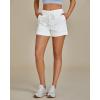 imageluvamia Jean Shorts for Women High Waisted Pull On Drawstring Elastic Waist Trendy Stretchy Denim Jorts Summer ShortsCream White