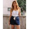 imageluvamia Jean Shorts for Women High Waisted Pull On Drawstring Elastic Waist Trendy Stretchy Denim Jorts Summer ShortsDarkness Blue