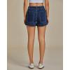 imageluvamia Jean Shorts for Women High Waisted Pull On Drawstring Elastic Waist Trendy Stretchy Denim Jorts Summer ShortsDarkness Blue