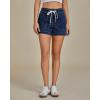 imageluvamia Jean Shorts for Women High Waisted Pull On Drawstring Elastic Waist Trendy Stretchy Denim Jorts Summer ShortsDarkness Blue