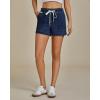 imageluvamia Jean Shorts for Women High Waisted Pull On Drawstring Elastic Waist Trendy Stretchy Denim Jorts Summer ShortsDarkness Blue