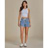 imageluvamia Jean Shorts for Women High Waisted Pull On Drawstring Elastic Waist Trendy Stretchy Denim Jorts Summer ShortsLakeside Blue