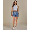 imageluvamia Jean Shorts for Women High Waisted Pull On Drawstring Elastic Waist Trendy Stretchy Denim Jorts Summer ShortsMedium Blue