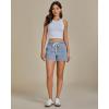 imageluvamia Jean Shorts for Women High Waisted Pull On Drawstring Elastic Waist Trendy Stretchy Denim Jorts Summer ShortsRoadknight Blue