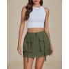 imageluvamia Skorts for Woman High Waisted Cargo Pocket Elastic Waist Fast Dry Casual Hiking Tennis Sports Skirts with ShortsArmy Green